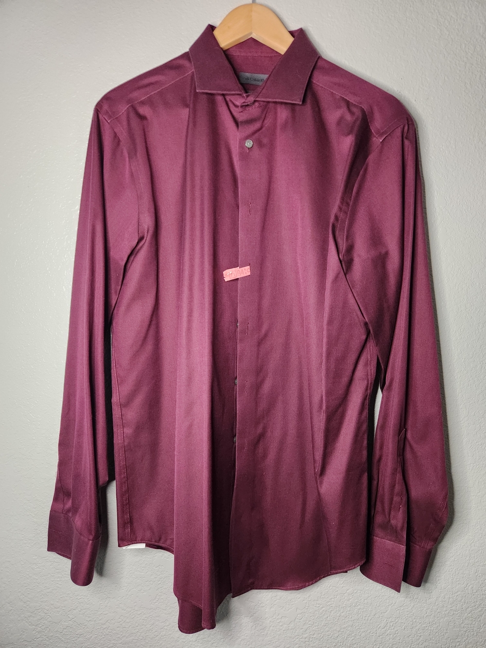 Calvin Klein Men's Long-Sleeve Dress Shirt - Burgundy Slim Fit 16.5 Neck